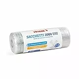 Virosac Riutilizzabile - 1000 Usi - Sacchetti multiuso a forma di shopper 34x60, 200 sacchetti per rotolo, Trasparente