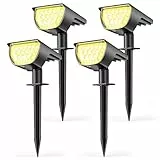Faretti Luce Solare Led Esterno Giardino,2800K Giallo Caldo/4 Pezzi Lampada Solare da Esterno Super Luminoso,Luci Solari Esterno IP65 Impermeabile, Auto on/off Faretto LED da Esterno for Giardino