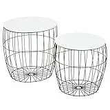 Ribelli Tavolino appoggio Legno tavolino Cestino Contenitore tavolino da Salotto, Tavolo in Metallo, Tavolino Decorativo, Set di 2 pezz