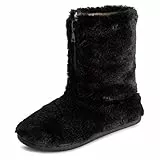 Polar Donna Memory Foam Cerniera Pelliccia Ecologica Coperta Suola Di Gomma Interno All'Aperto Accogliente Lusso Stivale Pantofole - Nero - UK5/EU38 - YC0719