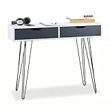 Relaxdays Scrivania con Cassetti, Design Moderno, per la Cameretta, Legno MDF, Bianco, 76 x 100 x 40 cm