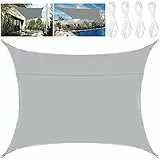 BARAKYEG Tenda a Vela Ombreggiante 2x3m Rettangolare,Telo Parasole Tenda da Sole Esterno in Oxford Anti-UV e Antipioggia,Tenda a Vela Giardino Tendalino per Balcone Terrazza Campeggio,grigio,corda