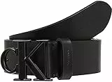 Calvin Klein ROUND MONO PLAQUE LTHR BELT 40MM, Uomo, Black, 110