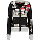 Geographical Norway Flyer Lady - Felpa Donna Zip Hoodie Tasche - Pile Donna Maglione Manica Lunga Giacca Cappuccio - Abito Ideale Primavera Estate Autunno Inverno Stagione (Nero M)