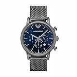 Emporio Armani Orologio da uomo, movimento cronografo, cassa in acciaio inossidabile da 46 mm con bracciale in acciaio inossidabile, AR1979