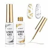 CLAVUZ 2pcs Liner Semipermanente Unghie, Oro e Argento Smalto Gel Unghie, Gel Semipermanente Unghie per la Pittura di Linee, Gel Liner Nail Art for Painting, Kit per Manicure da Salone