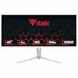Itek Monitor GGF - 40 pollici, Piatto, Risoluzione 3440x1440 Ultra WQHD, Schermo 21:9, HDR600, Pannello IPS da 144Hz, risp. 1ms, collegamento HDMI e DP, Uscita Audio,luci Led RGB, HUB USB,Type-C
