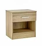 Baroni Home Comodino con Cassetto e Scomparto in Nobilitato, Mobiletto Multiuso per Camera da Letto, Tavolino Basso Salotto, Rovere 37x30x39 cm