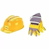 Theo Klein 8127 Casco da lavoro Bosch | Il casco giocattolo con look da artigiano | Misura regolabile | Giocattolo per bambini a partire dai 3 anni di età & 8120 Guanti da lavoro Bosch