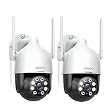 DEKCO 360° 2K Telecamera WiFi Esterno 2 Pacchi,3MP PTZ Videocamera Sorveglianza Esterno con Visione Notturna a Colori, Rilevamento del Movimento, Audio bidirezionale, IP66 Impermeabile