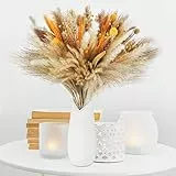 100 Pezzi Fiori Secchi Decorativi, Erba Della Pampas Decorative 40-44 cm, Erba di Pampa Essiccata Naturale per Matrimoni, Feste, Decorazioni Boho