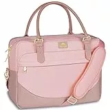 MATEIN Grande Borsa Porta PC 15.6 Pollici Donna, Resistente all'acqua Valigetta Portadocumenti Tracolla per Ufficio, Università, Scuola, Rosa