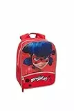 MIRACULOUS - Zainetto Bambina e Bambino Ladybug con Spallacci Imbottiti e Regolabili, Vano e Tasca Frontale Zip - Zainetto Asilo Bambino con Etichetta Porta-Nome Interna, 23x30hx10cm, Rosso con Stampa