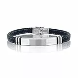 Breil, Collezione Black Savage, Bracciale da Uomo in Acciaio Lucido e Silicone, con Cuciture a Contrasto, Accessorio Minimalista e Casual, Lunghezza Regolabile Fino 22 cm, Idee Regalo Uomo, Nero
