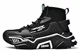 SANNAX Uomo Scarpe Moda Scarpe Alte Sportive Casuale Sneakers Nero 44