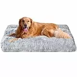EHEYCIGA Cuscino per Cani Taglia Grande, (105L x 70W cm) Cuscino Cane Morbida lavabile, Morbido e Confortevole Letto per Cani a Pelo Lungo, Grigio