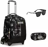 Seven, Trolley Scuola JACK Seven, 3 RUOTE DETACH HEAVY BOY + Portapenne Scuola + Occhiali Bianchi e Neri con Custodia