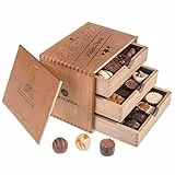 ChocoGrande - ChocoGrande - Grazie - 30 cioccolatini fatti a mano in una scatola di legno con cursori | Grazie regalo | Regalo | Donne | Uomini | Amico | Genitori | Fidanzata | Collega