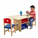 KidKraft Stella Set Tavolo con 2 Sedie in Legno, Tavolino con Contenitori, Mobili per Camera da Letto e Sala Giochi per Bambini, 26912