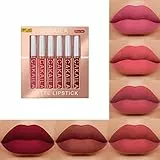 Rossetto, Rossetto Matte Kit, Rossetto Kit lucidalabbra per rossetto liquido opaco 6 set Kit regalo rossetto liquido per cosmetici a lunga durata impermeabile (01)