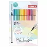 Pennarello Premium - STABILO Pen 68 - Pastellove Set - Astuccio da 15 - Colori assortiti