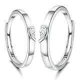KALVICA Coppia di Anelli in Argento Sterling 925 con Zirconi Regolabile Fedine Fidanzamento Coppia Anelli con incisione I LOVE YOU Fedine Sposa Confezione per Donna Uomo