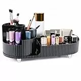 Comius Sharp Organizer Trucchi, Rotante A 360° Porta Trucchi Organizer Grande Capacità Per Ombretto, Pennello, Cosmetici, Rossetti, Gioielli, Unghie, Cura Della Pelle（Nero）