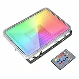 100W Proiettori LED RGB 16 Colori e 4 Modalità Funzione Dimmerabile con Telecomando 10000lm, IP67 Impermeabile Faretto LED Esterno, Luci di Inondazione per Giardino Corridoio Casa Natale Halloween