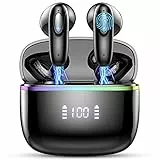 ROMOKE Auricolari Bluetooth 5.3 con Stereo 3D Immersivo, Mini Cuffie Wireless con 4 HD Mic, IP7 Impermeabili, 40 Ore, Senza Fili con Display LED(2022)