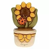 THUN - Vasetto Decorativo con Girasole e Coccinella - Bomboniere e Accessori per la Casa - Idea Regalo - Ceramica - Ø 9,5 cm, 16,5 cm h