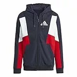 adidas Essentials Colorblock Full-Zip Hoodie con zip, Legend Ink / Better Scarlet, XXL
