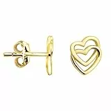 SOFIA MILANI - Orecchini da Donna in Argento 925 - Placcati in Oro - Orecchino a Perno a Cuore Doppio - E2103