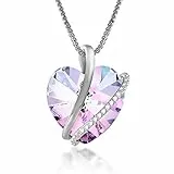 GEORGE · SMITH Shining Love Collana con ciondolo a cuore viola Collane lunghe da donna con zirconi 5A - Collana con gioielli regalo per la festa della mamma-con portagioie