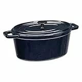 Amazon Basics - Casseruola in ghisa smaltata di forma ovale, modello forno olandese, di alta qualità, da 5,9 litri, blu scuro