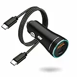 iWonbrey Caricabatteria per auto Caricabatterie con slot USB e cavo USB C tipo C per accendisigari ricarica veloce Compatibile con Galaxy S20,10,8,9, Huawei P30, 20 Note ealtri