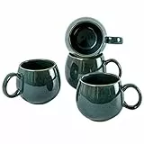 UNICASA Tazze Colazione Grande, Set di Tazze Grandi in Ceramica Verde vintage de 4 Tazza - 500 ml, Tazzine da Caffè Rotonda Adatto per Lavastoviglie - per 4 Persone