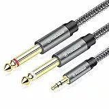 POSUGEAR [5M] Cavo Jack Mono 3.5 a 6.3 5M, Nylon intrecciato 3.5mm Maschio a Doppio 6.35mm Maschio Audio Aux Cavo compatibile con Tablet, PC, Cuffie con Altoparlante, Amplificatore