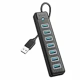 ORICO Hub USB 3.0, 7 Porta Multipresa USB Hub con porta di alimentazione 5V/3A, Sdoppiatore Usb Hub compatibile per laptop, MacBook Pro/Mini, Surface Pro, PS 4, Mobile HDD e altro (15cm)