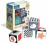 Clementoni- Black & White Soft Activity Blocks, 4 cubi Morbidi Bambini in Stoffa-Gioco Neonato Bianco e Nero, 100% Lavabili in Lavatrice, Multicolore, 17321