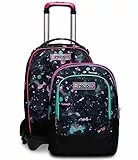 Seven Trolley Scuola Sganciabile Jack 3 Ruote Detach, Viola, FLUO STRING GIRL, Triplo Uso, Zaino Con Carrello Sganciabile, Maxi Capienza, Scuola & Tempo Libero, Bambine e Ragazze