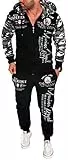 Unbekannt Tuta sportiva da uomo Marine Royal Fitness Streetwear A.2254 ARMS Nero Camou. XXL