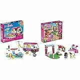 MEGA Barbie - Camper dei Sogni con tanti accessori e sorprese e 2 micro-bambole Barbie & Construx Barbie Maneggio con Ostacoli - Set Costruzioni con Micro Bambola, Cavallo e Pony