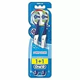 Oral-B Complete 5 Way Clean, Spazzolino Denti Manuale, con Massaggia Gengive, Le Setole PowerTip raggiungono le Aree più difficili, Pulizia Profonda, con Nettalingua, 2 Spazzolini Blue