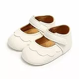 Siyova Scarpe Neonata Scarpe Primi Passi Pelle Antiscivolo Culla Morbide con Suola Adorabile Scarpe Principessa Casual da Spiaggia Traspirante Scarpe Bambina Outdoor Indoor (Bianca, 6-12Mesi)