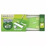 Swiffer Lavapavimenti Cattura Polvere Dry, 1 Scopa, 2 Panni Asciutti, Pulizia Igienica Profonda, Intrappola Polvere e Peli, per Tutti Tipi di Pavimenti, Starter Kit