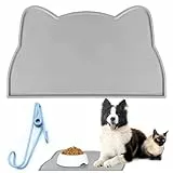 VEGCOO Tappetino Ciotola Cani e Gatti, Tappetino Sottociotola per Animali Domestici, Antiscivolo Tappetino per Cibo in Silicone, 44X25CM