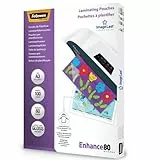 Fellowes fogli plastificatrice A3 Enhance80, buste per plastificatrice formato A3, 80 Micron, confezione da 100 pouches per plastificare