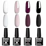 Omainy Smalto Semipermente per Unghie in Gel UV LED Smalto Semipermanente Nero e Bianco, Rosa Chiaro e Vino Rosso Soak Off UV LED Lamp Gel Unghie 009