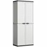 Keter Armadio Jolly Alto, 3 Ripiani Regolabili, Bianco/Grigio, 68x39x166H cm
