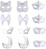 12 Pezzi Maschera Bianca, Feste in Maschera Anonimo Maschere, DIY Maschera Bianca, DIY Maschera da Ballo in Maschera, Maschera Bianca Non Verniciata, Adatto per Dance Cosplay Party, Fai-da-Te